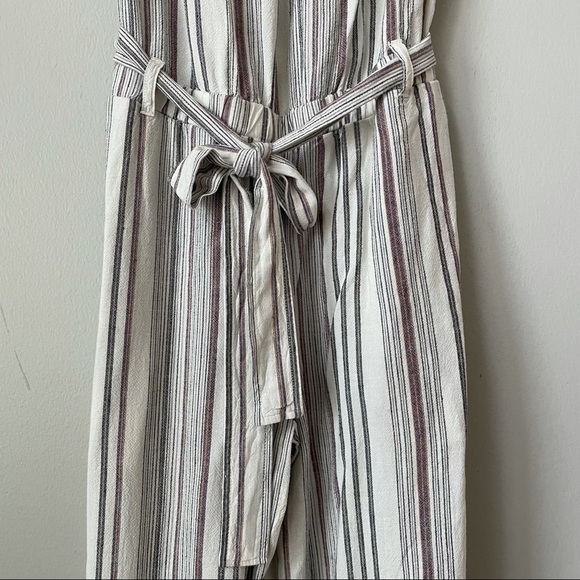 Cloth & Stone Anthropologie Striped Raw Edge Hem Jumpsuit Pantsuit Belter Romper - Picture 3 of 8